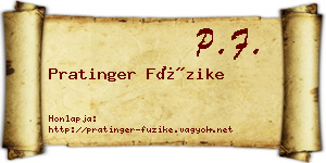 Pratinger Füzike névjegykártya